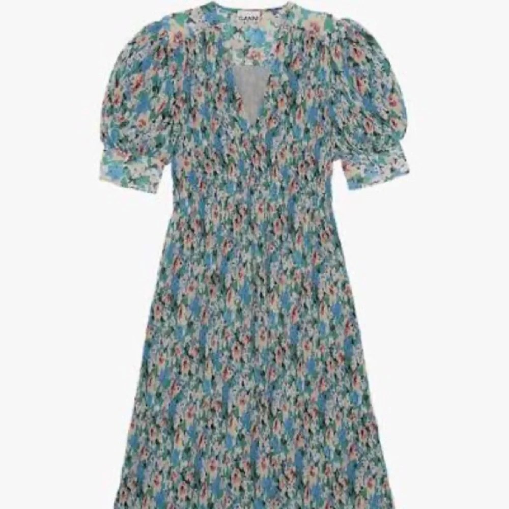 Ganni Floral Pleated Georgette Dress EUC - Picture 4 of 9